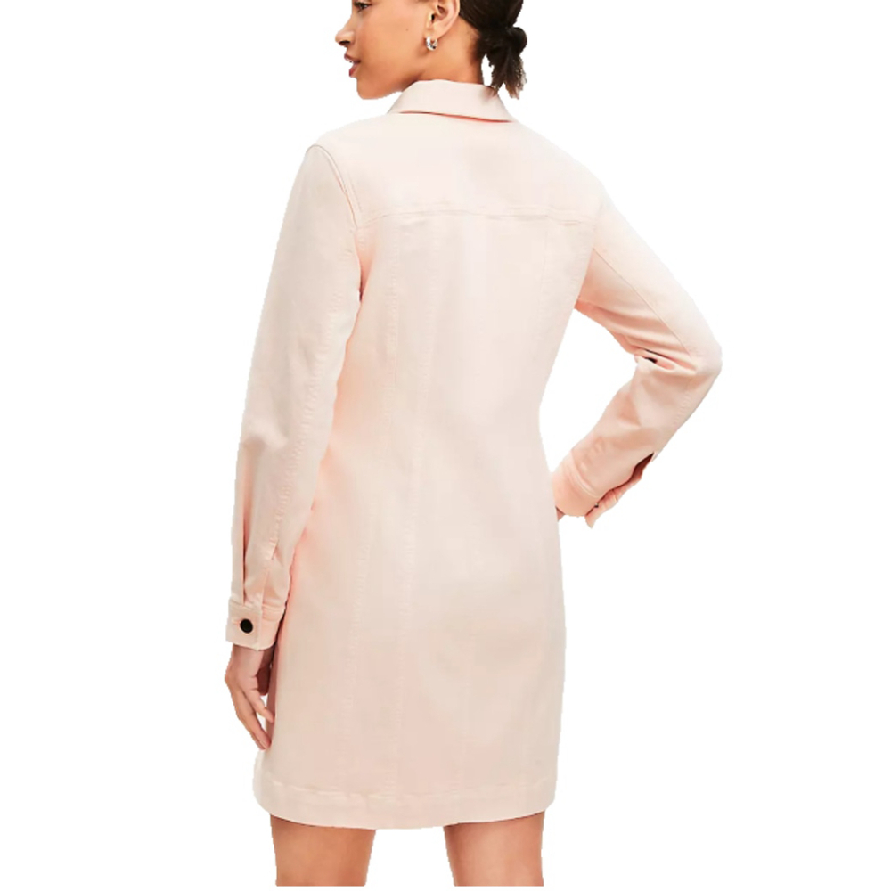 LOFT Women's Light Pink Seamed Denim Mini Dress Size 14 NWT - Picture 2 of 10